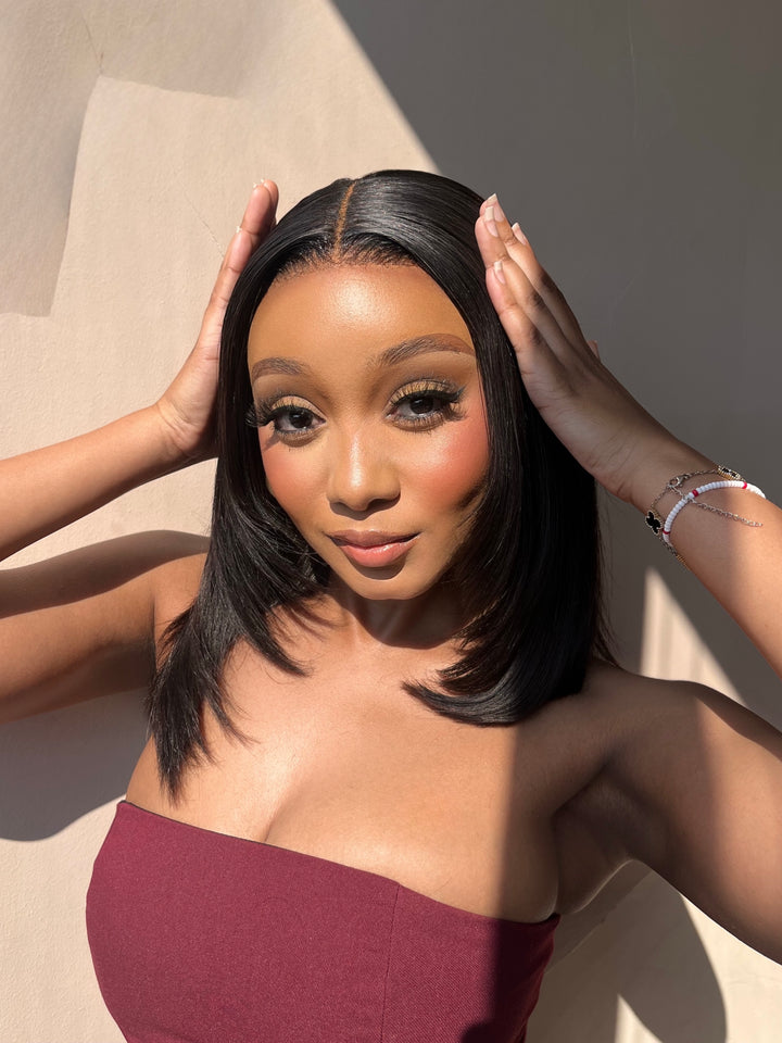 10-12" Straight Double Drawn Bob Wig- 5x5 HD Lace Closure