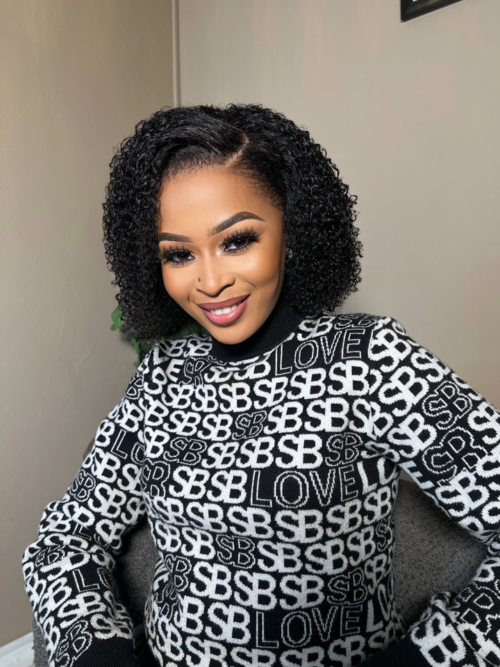 12 Jerry Curl Bob Wig- 13x4 | Black
