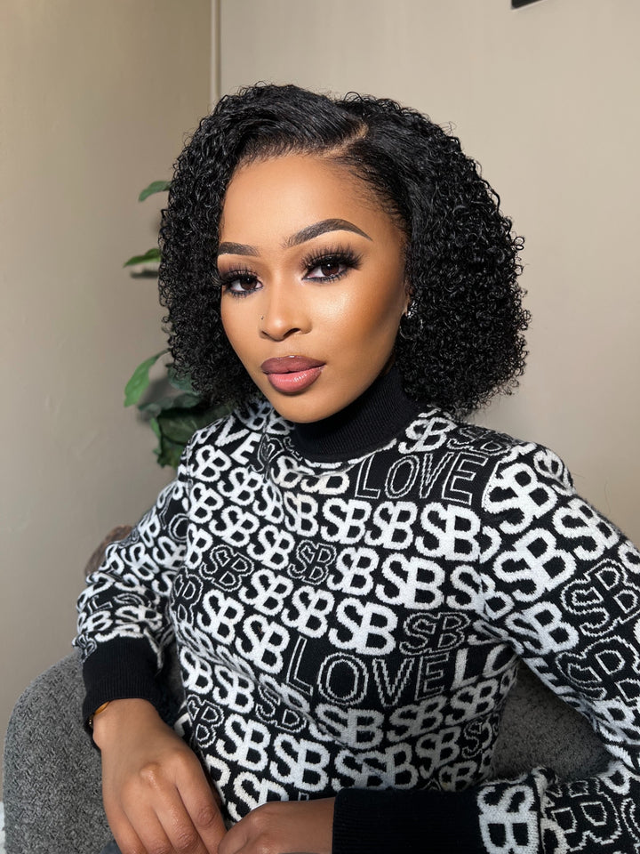 12 Jerry Curl Bob Wig- 13x4 | Black