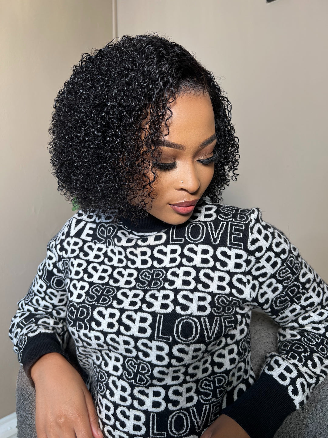 12 Jerry Curl Bob Wig- 13x4 | Black