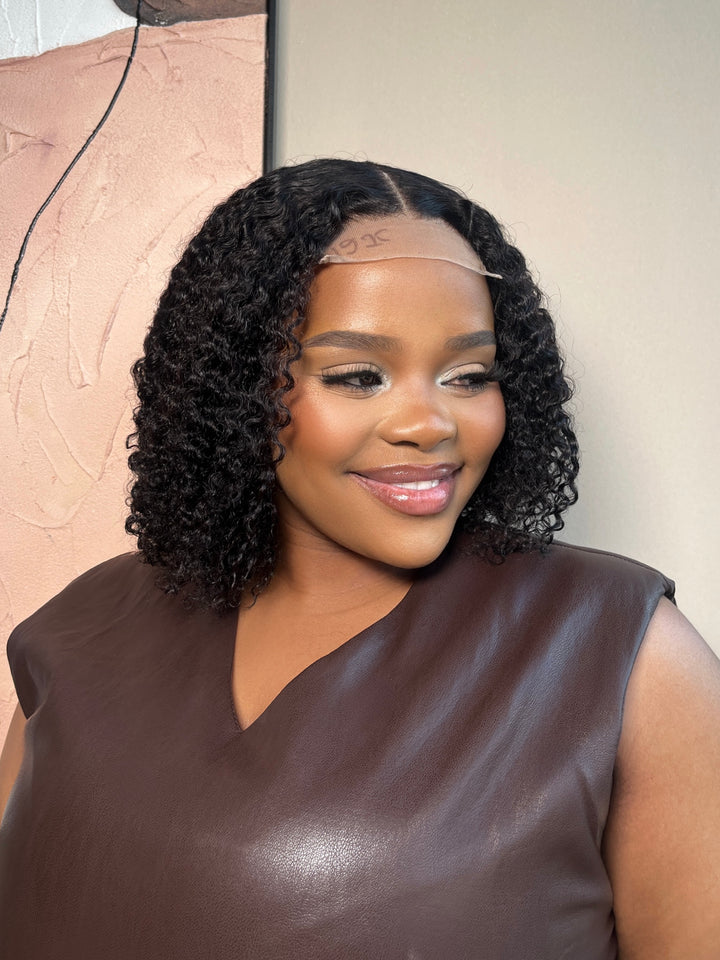 12 Jerry Curl Bob Wig- 4x4 Lace Closure
