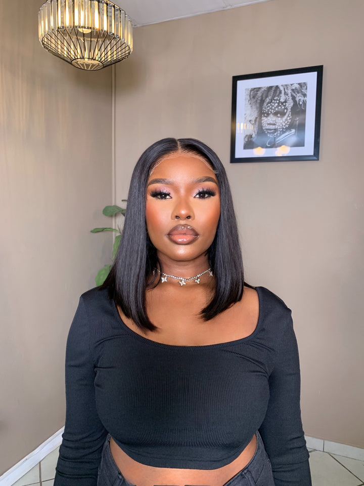 10-12" Straight Double Drawn Bob Wig- 5x5 HD Lace Closure
