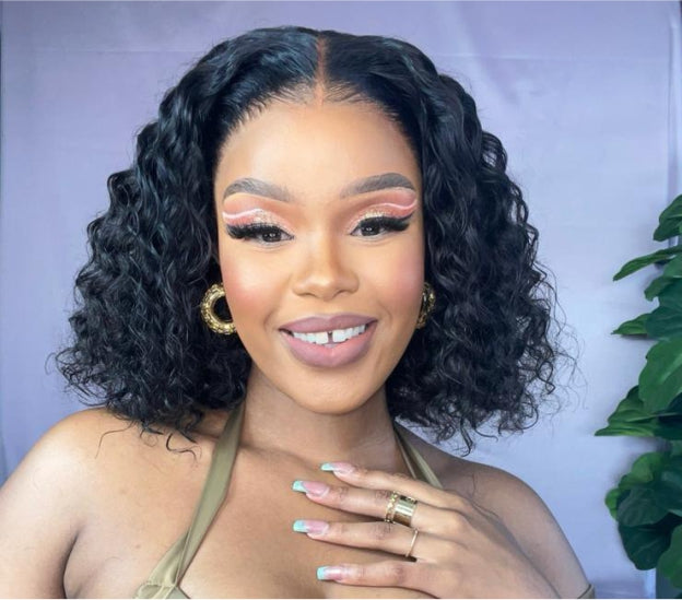 10-12" Malaysian Water Wave Bob Wig- 13x4 Lace Front