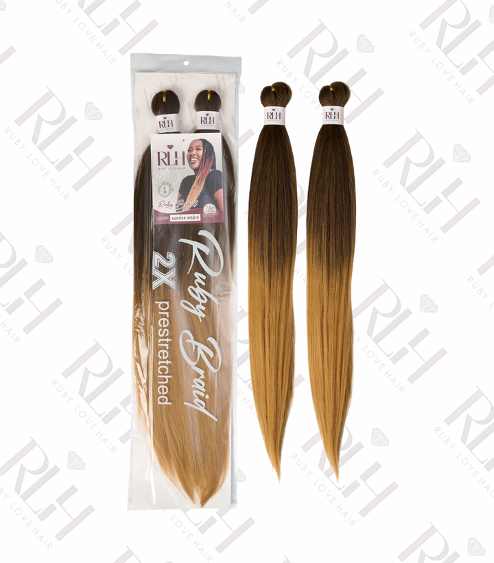 Ruby Love Sunset and Sunrise Ombre Pre-Stretched  Braid