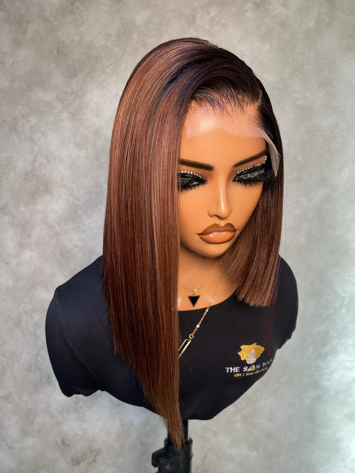 10-12" Straight Double Drawn Bob Wig- 5x5 HD Lace Closure| Thandi Styled
