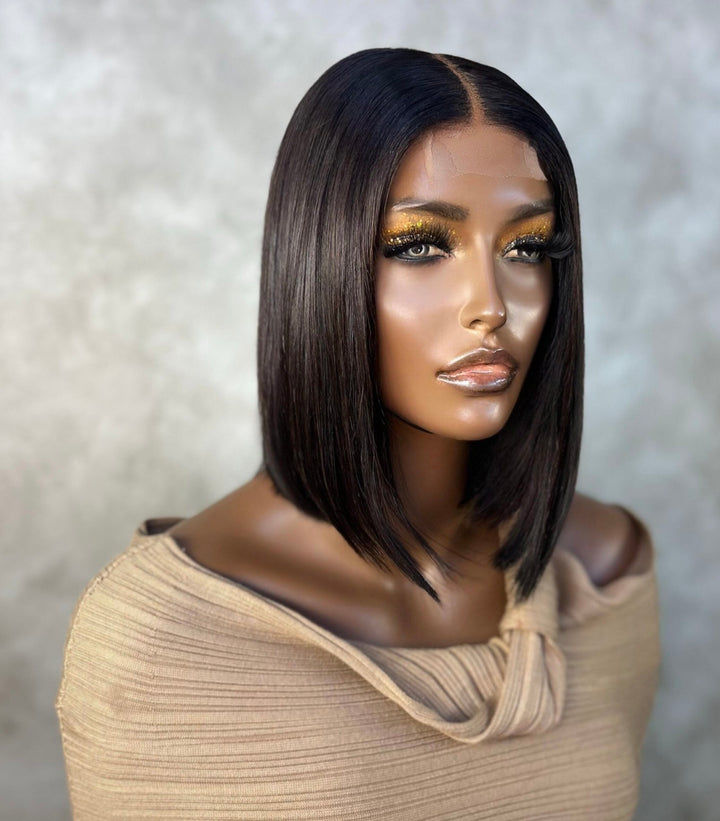 8-14" Kim K Double-Drawn Bob Wig- 2x6 Lace Closure| Black