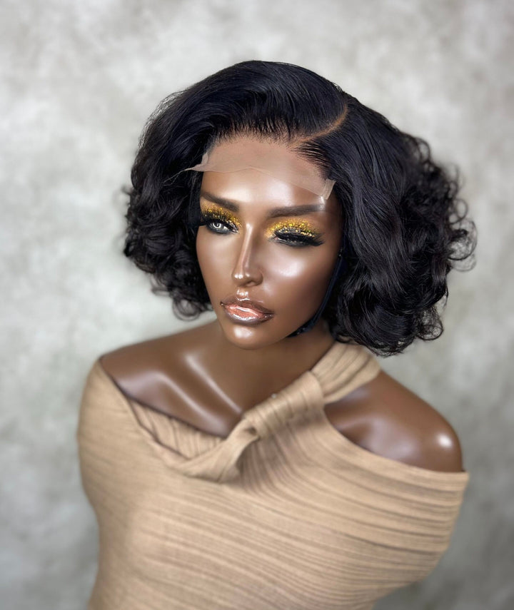 Vogue Double Drawn Black (4x4) Wig Curly wig 4x4 closure wig Human hair wig