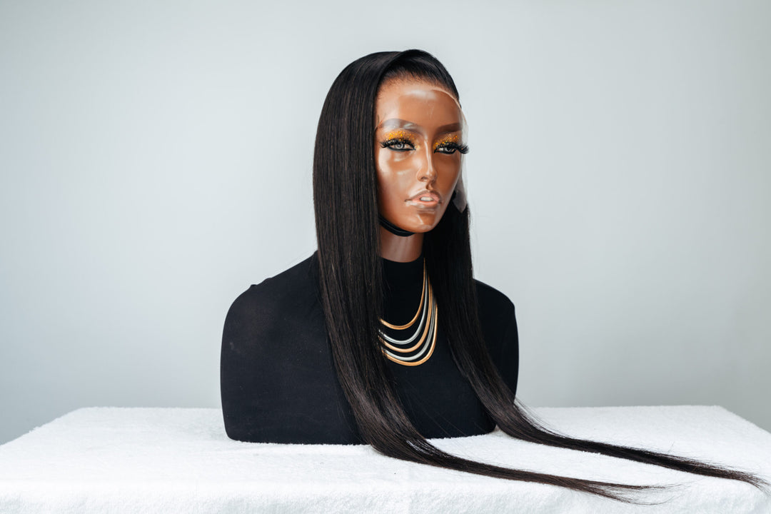 16-32" Straight Peruvian Frontal Wig- 13x4 Lace Front| Black