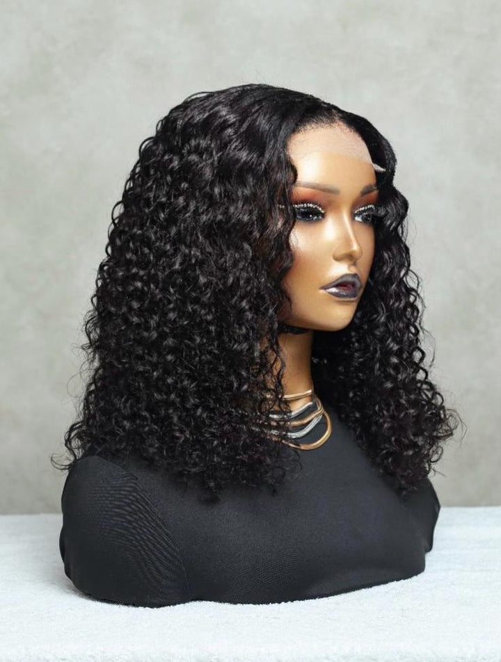 12" Italian Curl Double Drawn Bob Wig- 4x4 Lace Front| Black