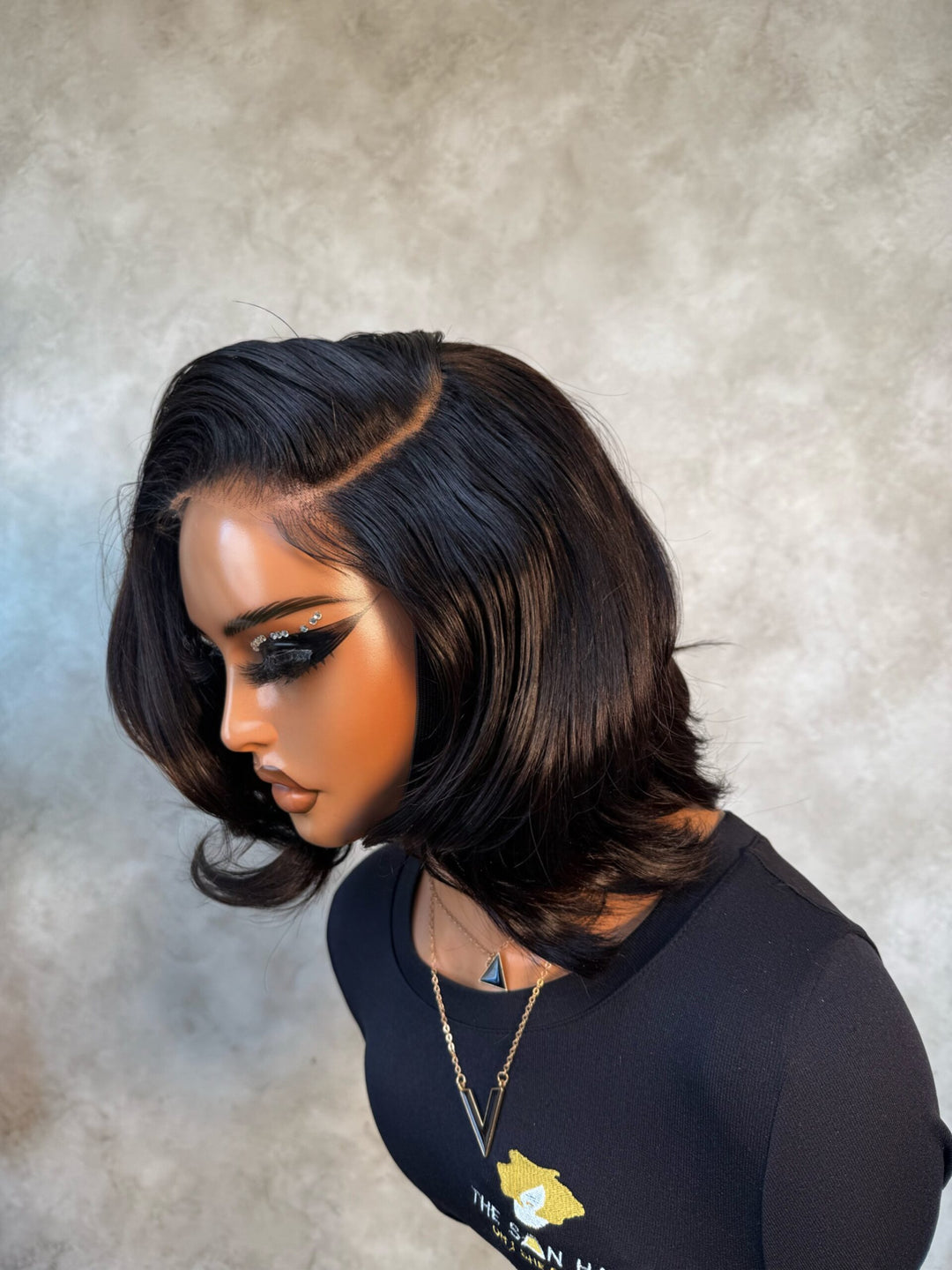 12" Double Drawn Wig- 5x5 HD Lace Closure| Gail Styled| Black