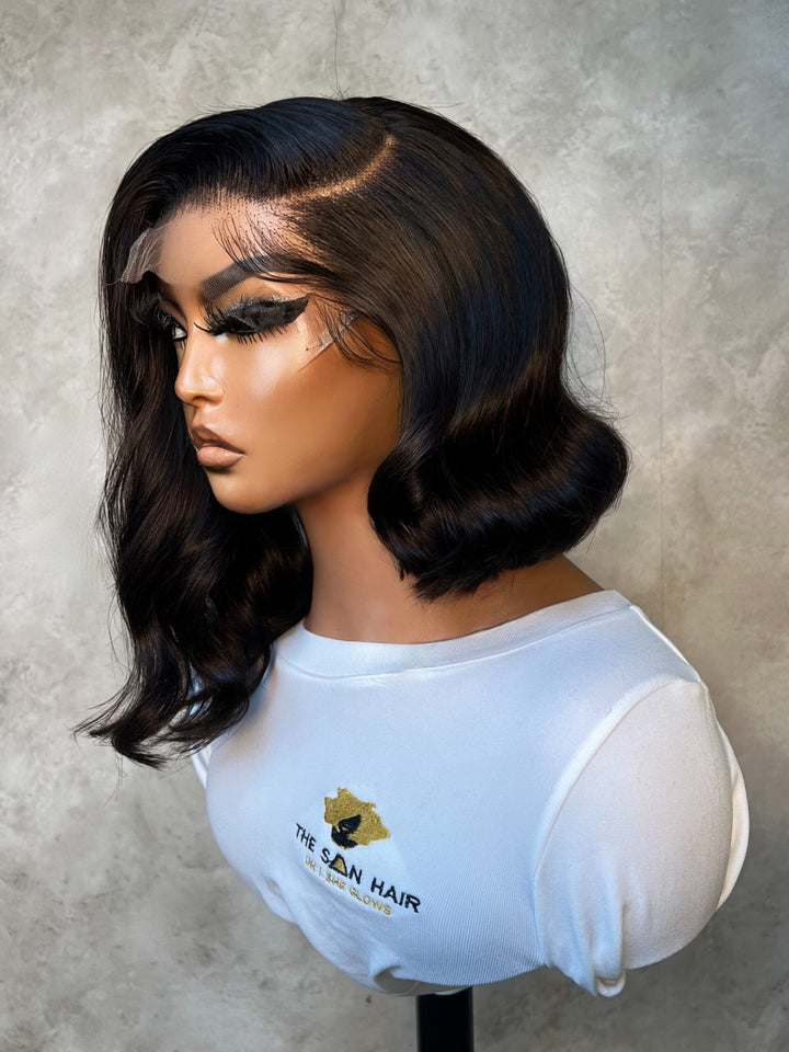 10-12" Double Drawn Wig- 5x5 HD Lace Closure| Thandi Styled| Black