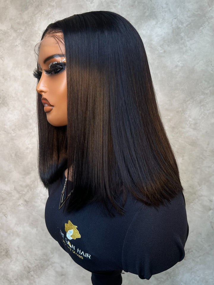 10-12" Straight Double Drawn Bob Wig- 5x5 HD Lace Closure| Black
