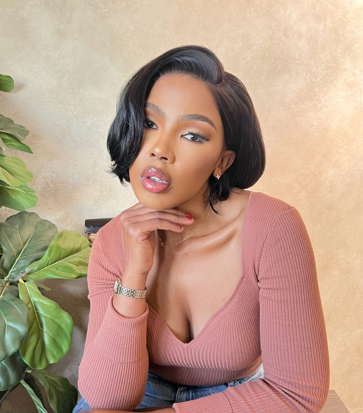 8" Tammy Double Drawn Wig- 5x5 Lace Closure|Black
