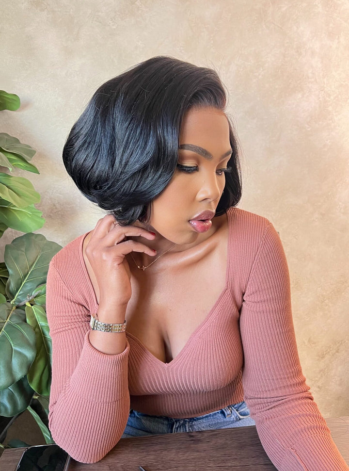 8" Tammy Double Drawn Wig- 5x5 Lace Closure|Black