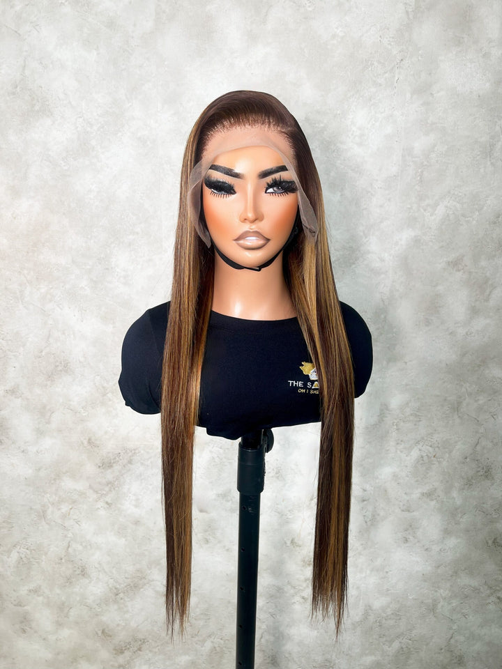 16-32" Straight Peruvian Frontal Wig- 13x4 Lace Front| Black
