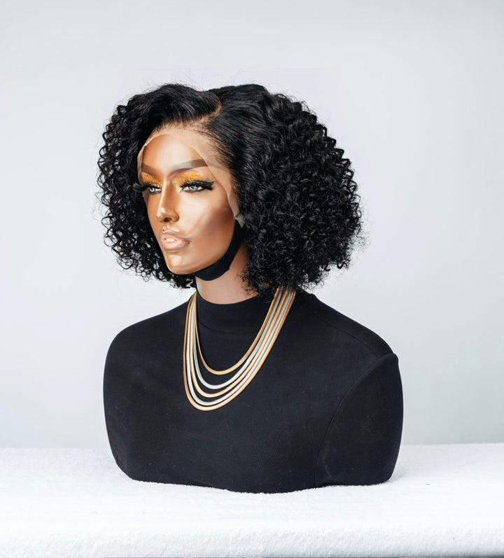 12 Jerry Curl Bob Wig- 13x4 | Black