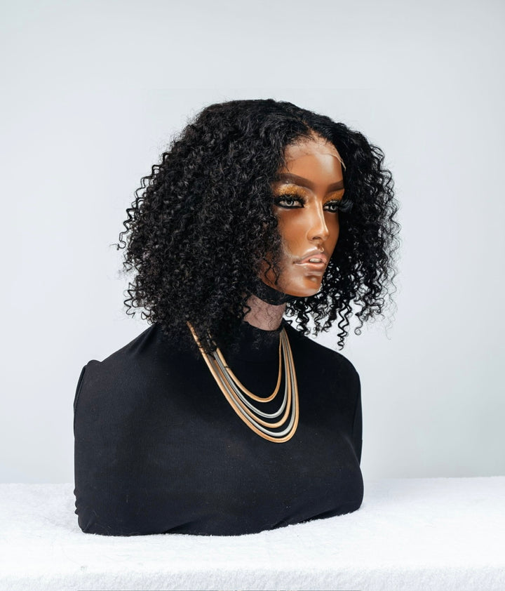 12 Jerry Curl Bob Wig- 4x4 Lace Closure| Black