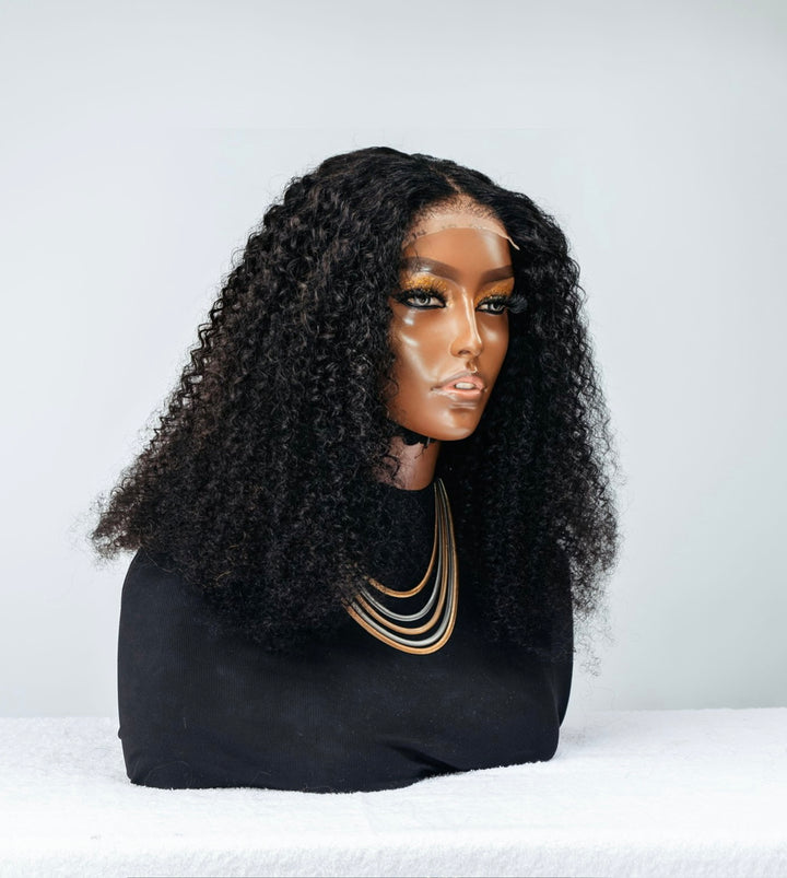 16-24" Jerry Curl Wig- 4x4 Lace Closure| Black