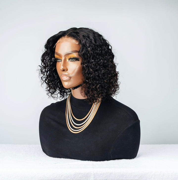 10-14" Malaysian Water Wave Bob Wig- 4x4 Lace Closure| Black
