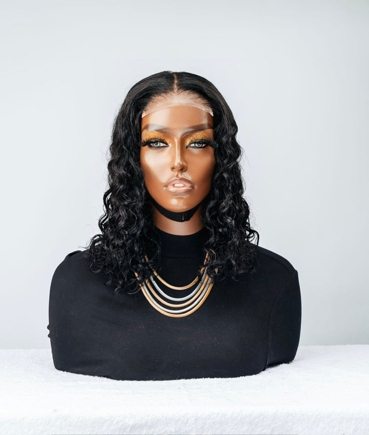 14" Malaysian Loose Wave Bob Wig- 4x4| Black