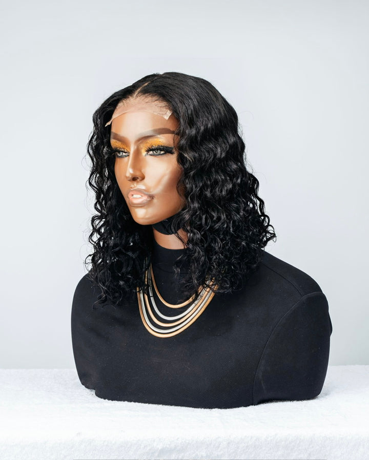 14" Malaysian Loose Wave Bob Wig- 4x4| Black