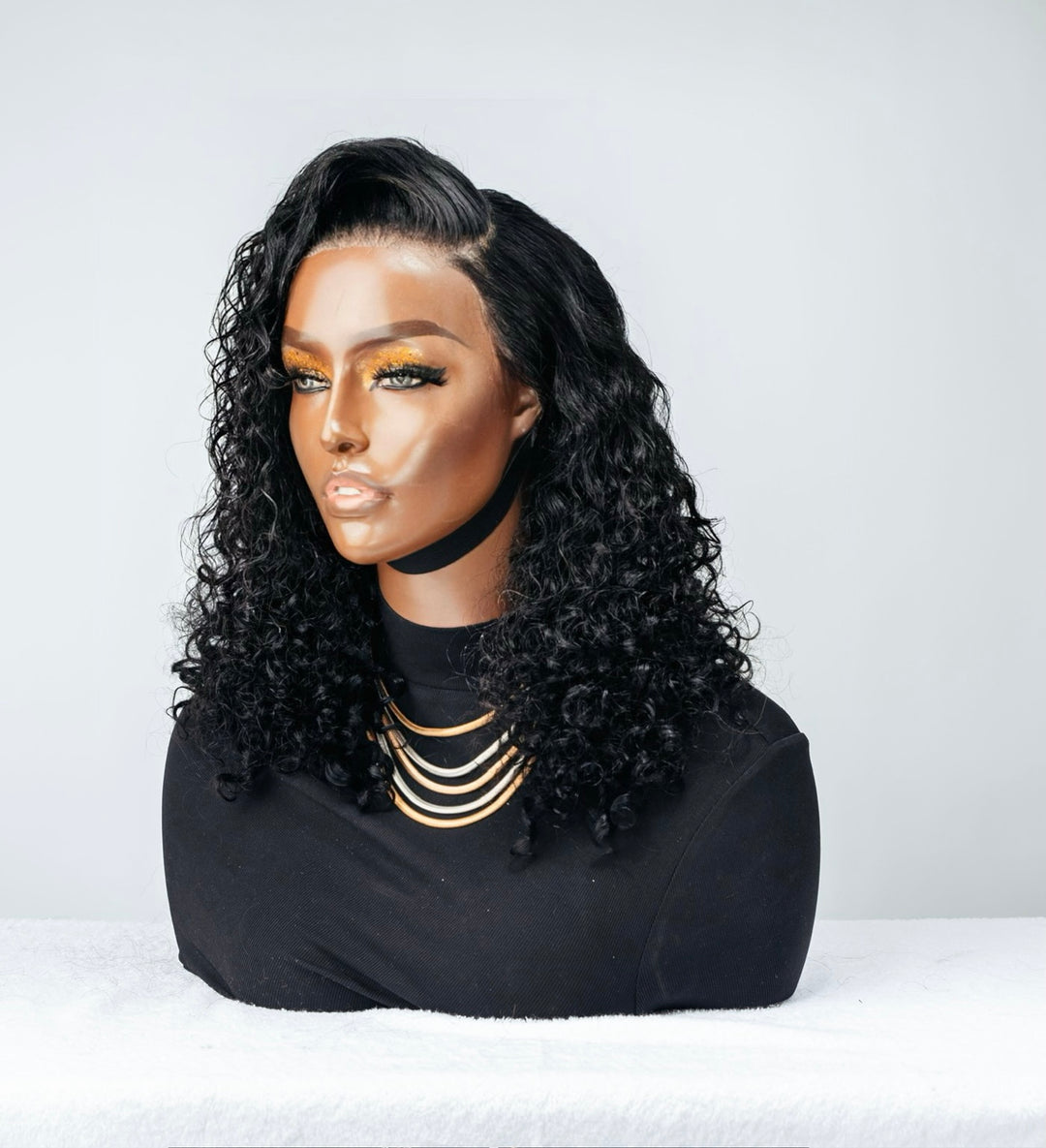 12" Rose Curl Double Drawn Bob Wig- 13x4 Lace Front| Black 