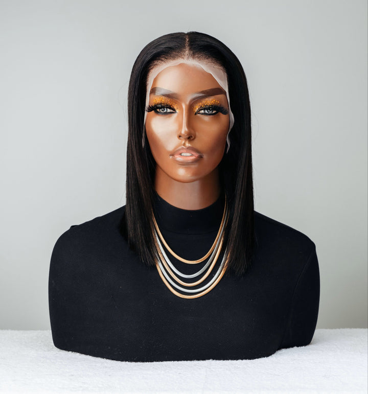 8-16" Straight Peruvian Bob Wig- 13x4 Lace Front| Black 