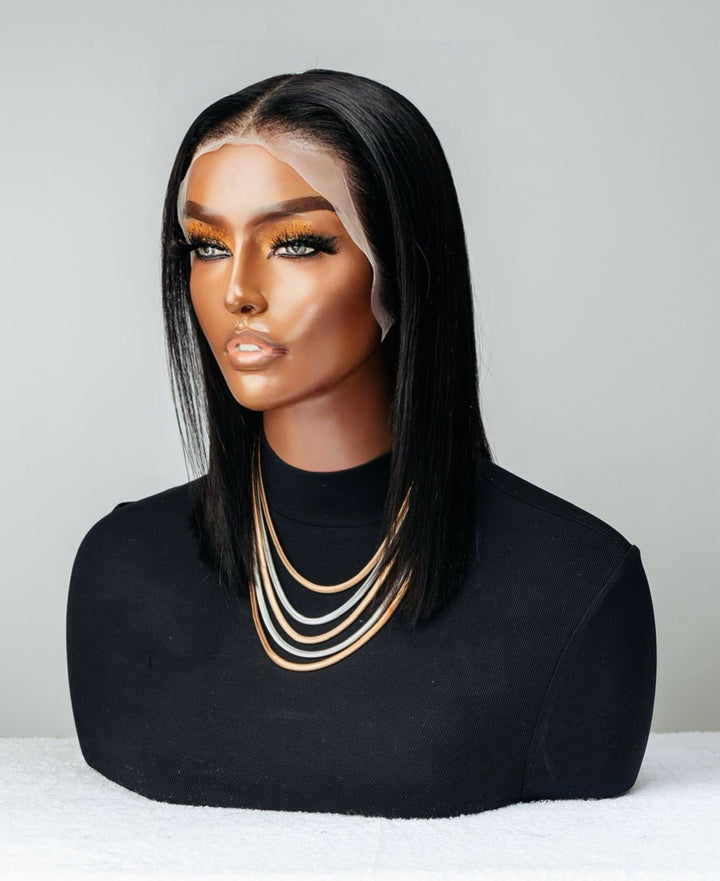 8-16" Straight Peruvian Bob Wig- 13x4 Lace Front| Black 