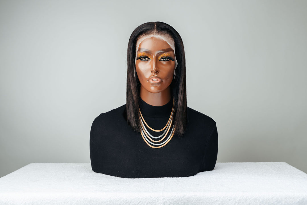 8-16" Straight Peruvian Bob Wig- 13x4 Lace Front| Black 