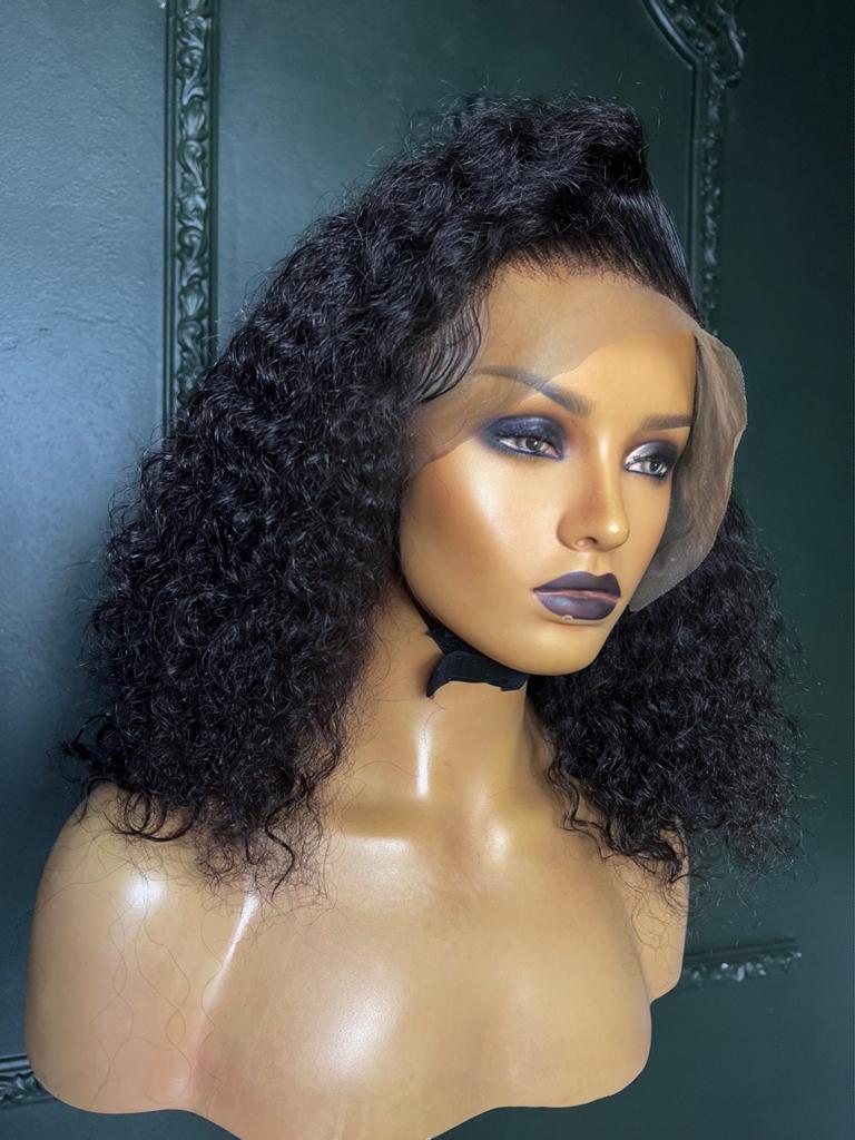 12" Italian Curl Double Drawn Bob Wig- 13x4 | Black