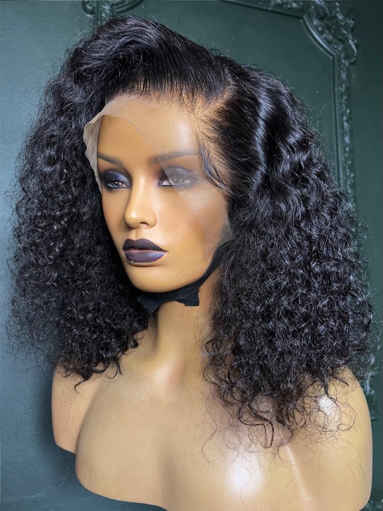 12" Italian Curl Double Drawn Bob Wig- 13x4 | Black