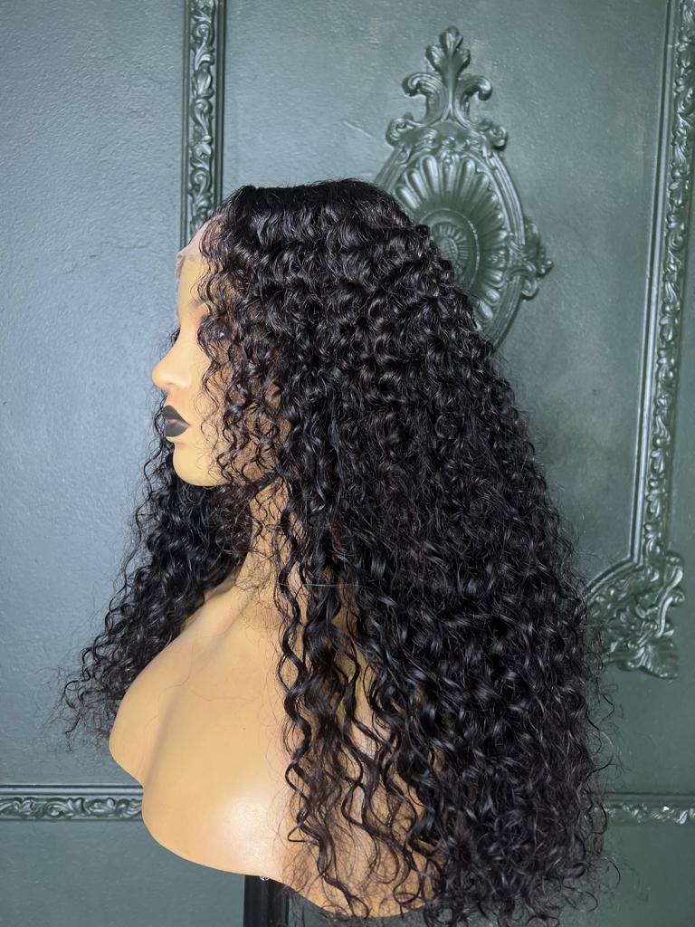 16-24" Italian Curl Double Drawn Wig- 4x4 Lace Closure| Black