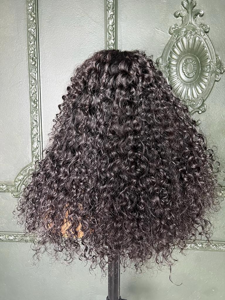 16-24" Italian Curl Double Drawn Wig- 4x4 Lace Closure| Black