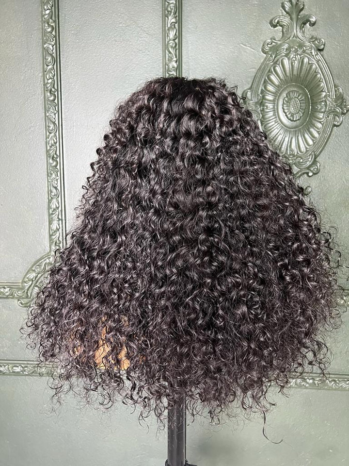 16-24" Italian Curl Double Drawn Wig- 4x4 Lace Closure| Black