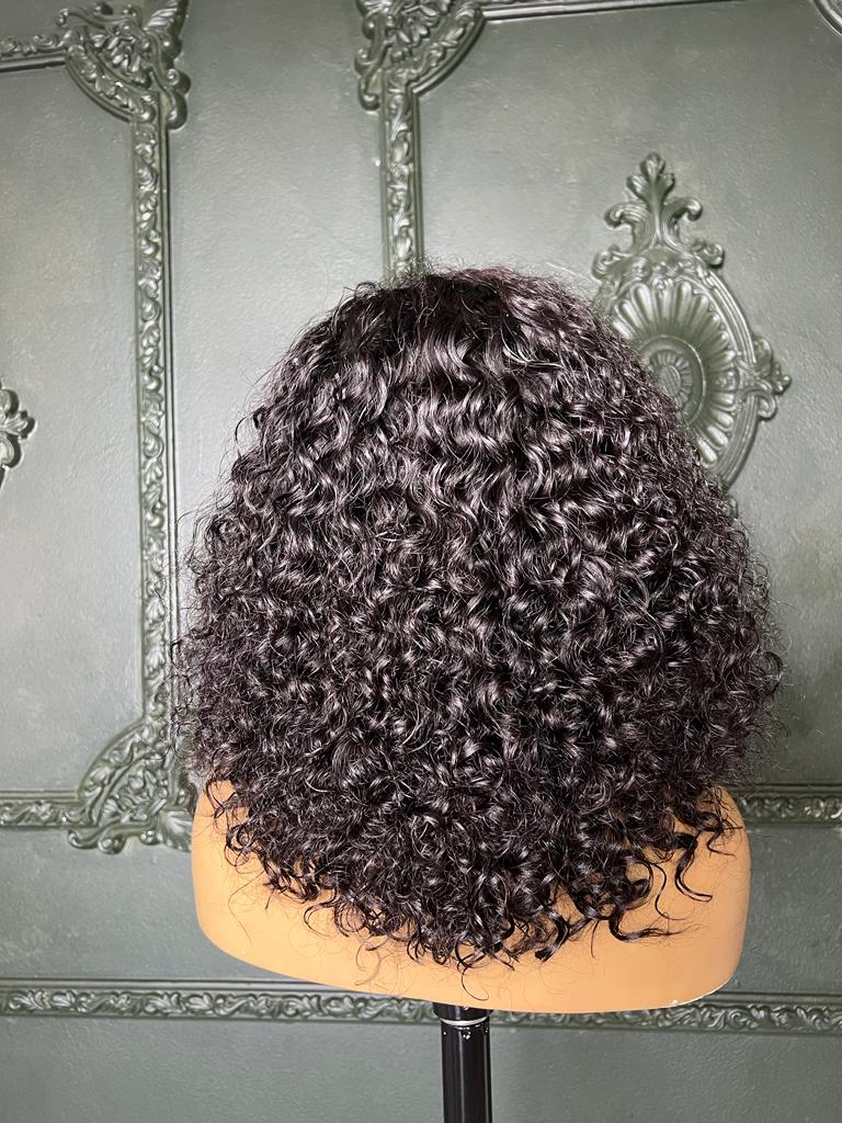 12" Italian Curl Double Drawn Bob Wig- 13x4 | Black