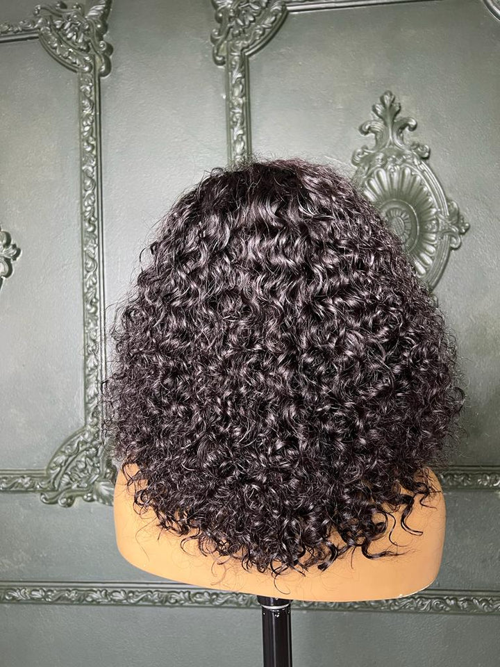 12" Italian Curl Double Drawn Bob Wig- 13x4 | Black