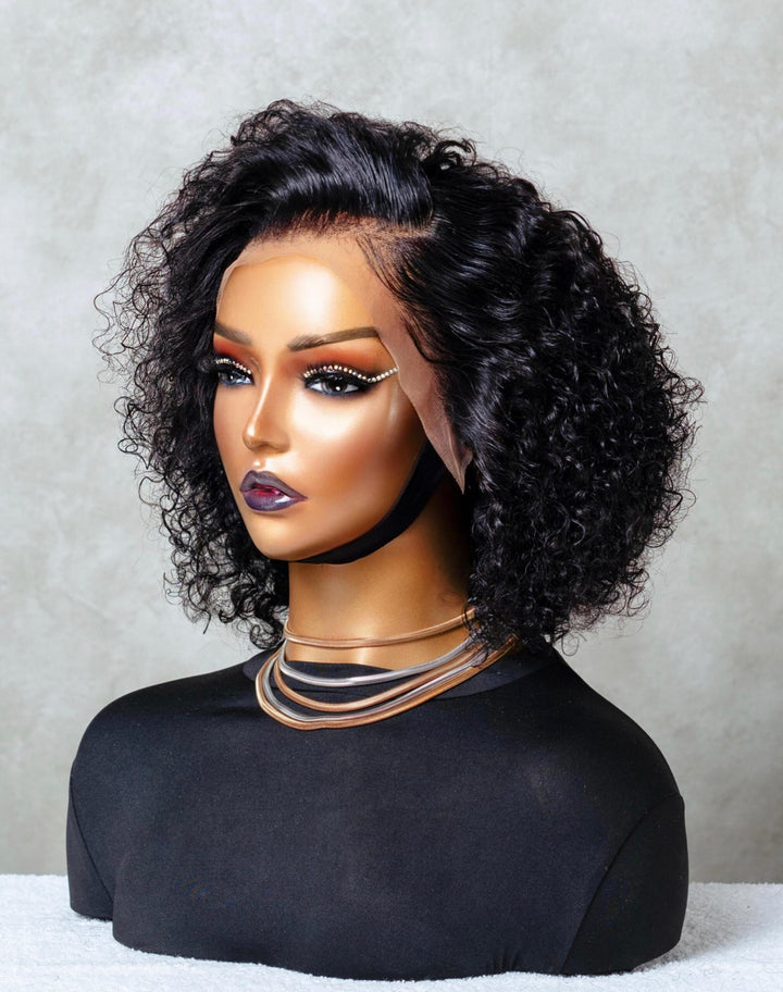 12" Romance Curl Double Drawn Bob Wig- 13x4 Lace Front| Black