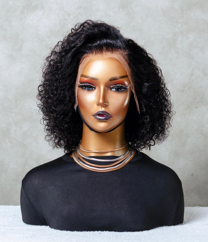 12" Romance Curl Double Drawn Bob Wig- 13x4 Lace Front| Black