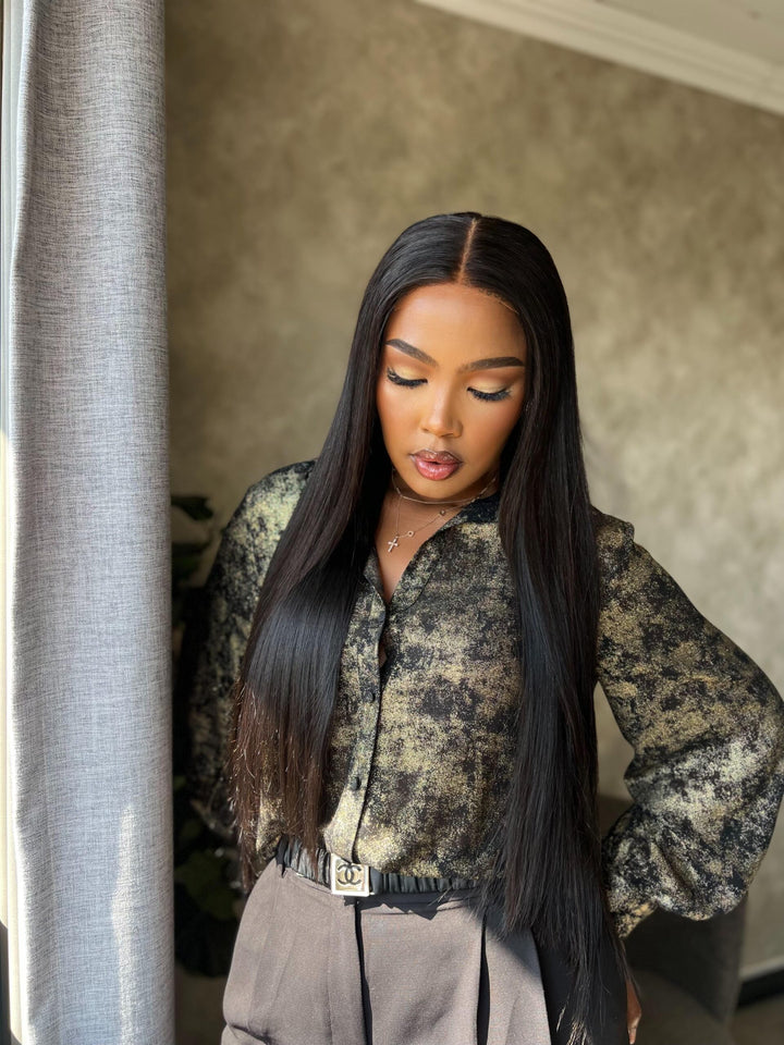 16-28" Straight Double Drawn Wig- 5x5 HD Lace Closure| Black