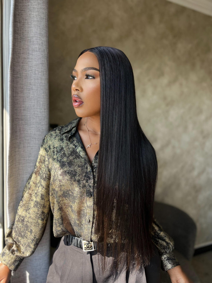 16-28" Straight Double Drawn Wig- 5x5 HD Lace Closure| Black