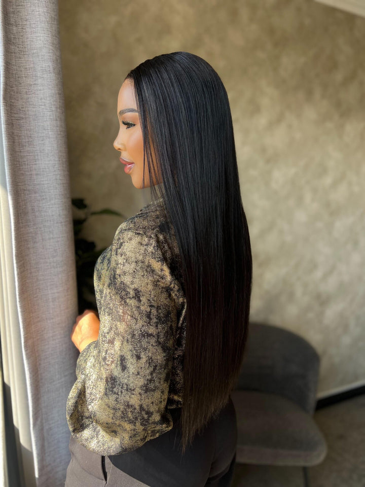 16-28" Straight Double Drawn Wig- 5x5 HD Lace Closure| Black