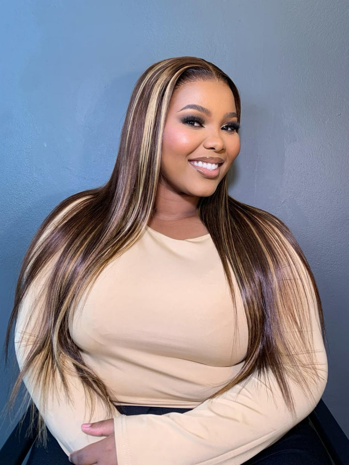 16-32" Straight Peruvian Frontal Wig- 13x4 Lace Front| Black