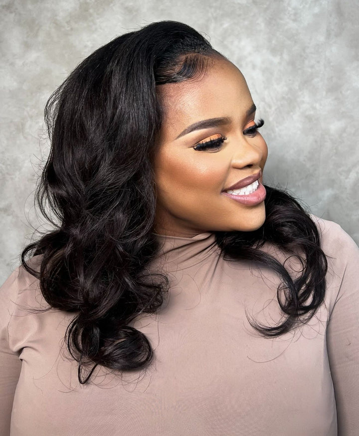 16" Kinky Straight Half Wig