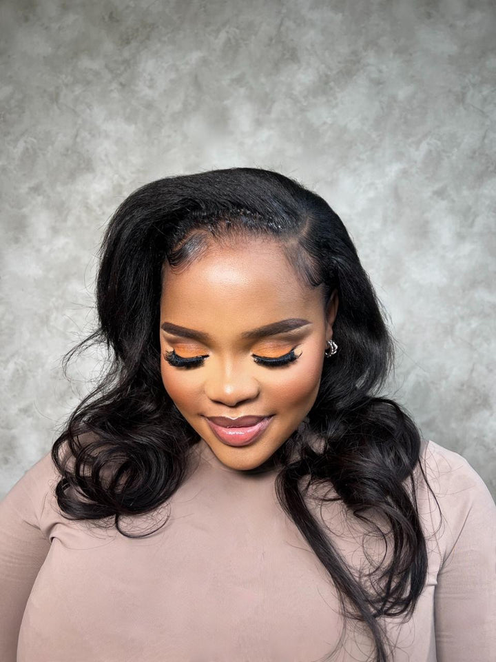 16" Kinky Straight Half Wig
