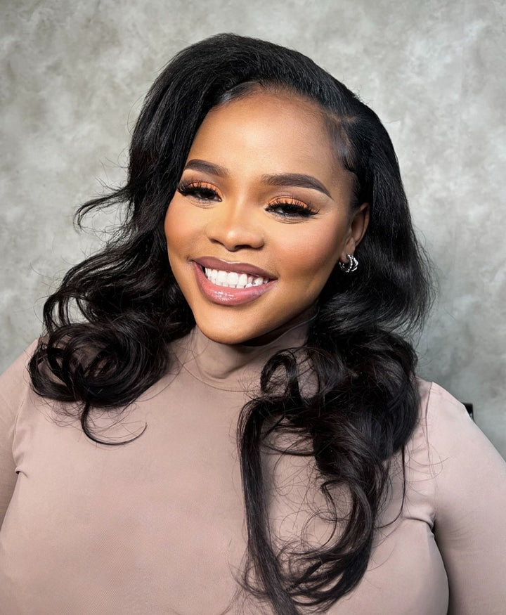 16" Kinky Straight Half Wig