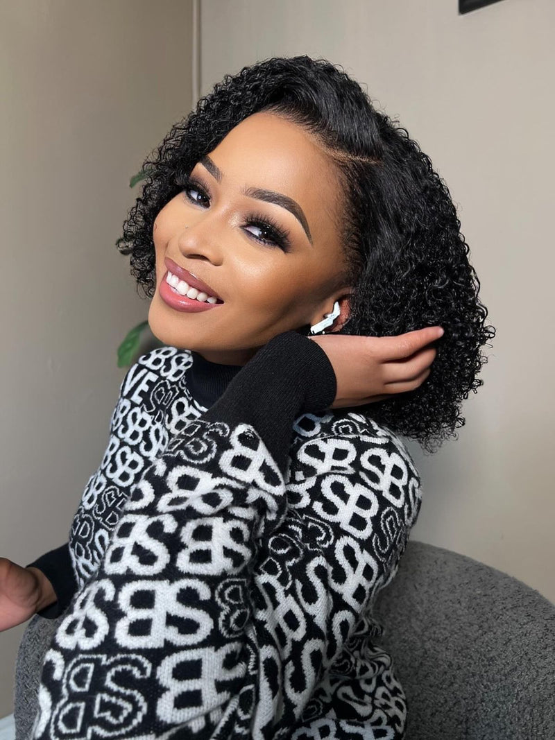 12" Romance Curl Double Drawn Bob Wig- 13x4 Lace Front| Black