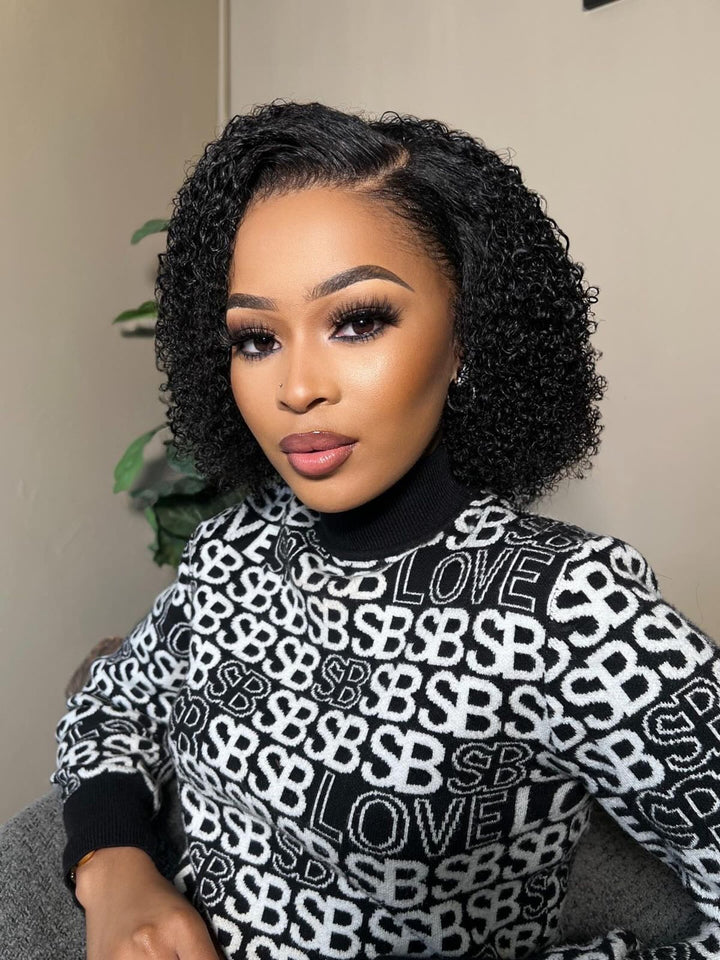 12" Romance Curl Double Drawn Bob Wig- 13x4 Lace Front| Black