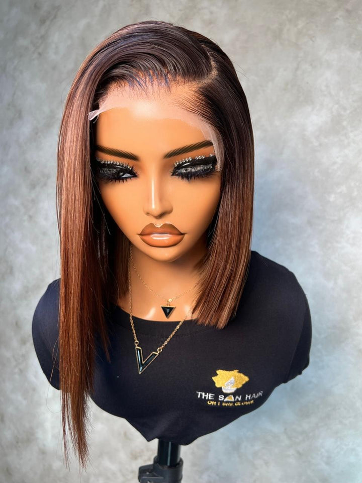 10-12" Straight Double Drawn Bob Wig- 5x5 HD Lace Closure| Thandi Styled