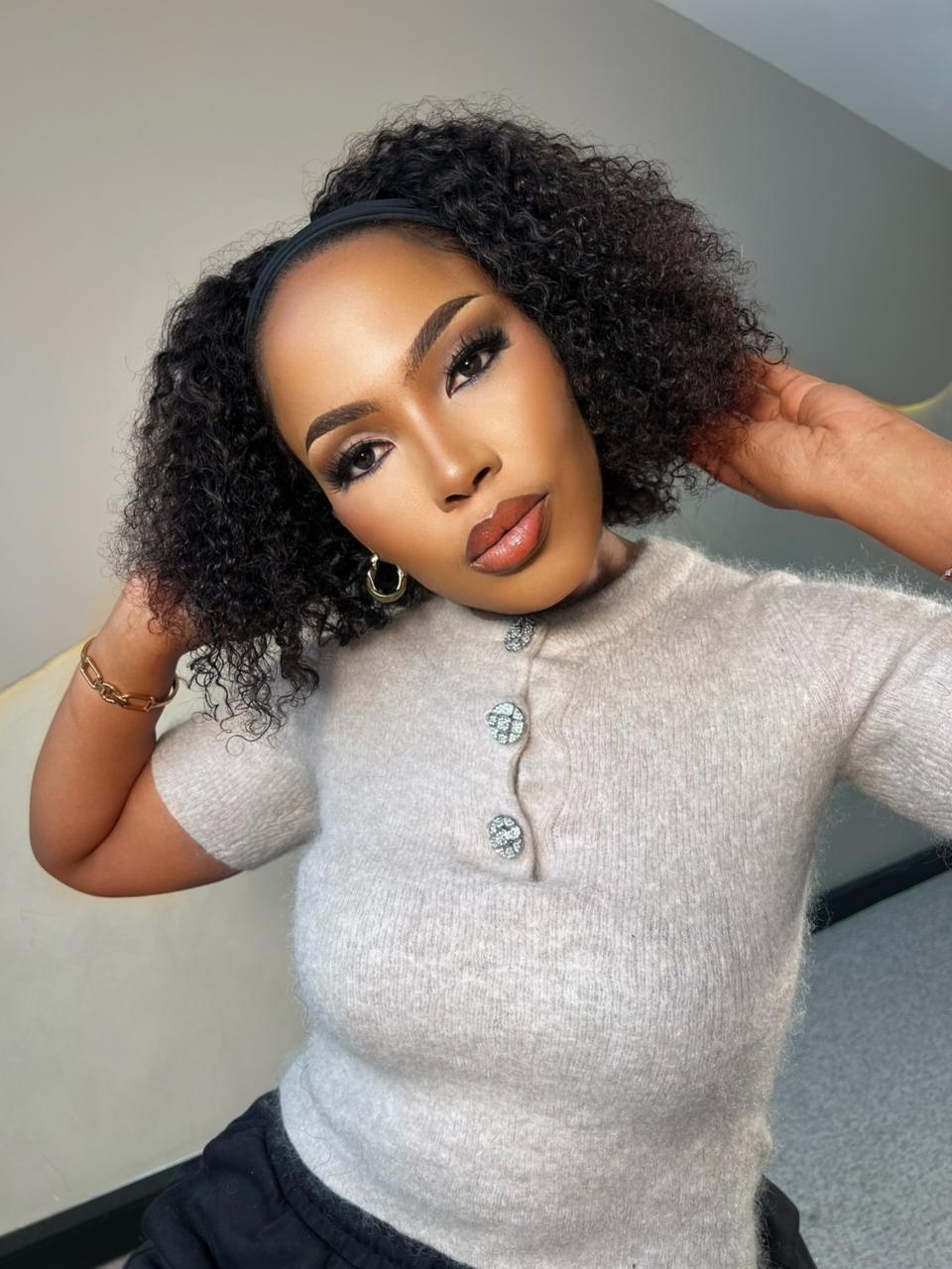 14" Jerry Curl Headband Wig