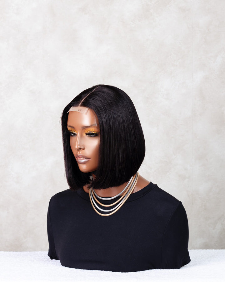 8-14" Kim K Double-Drawn Bob Wig- 2x6 Lace Closure| Black